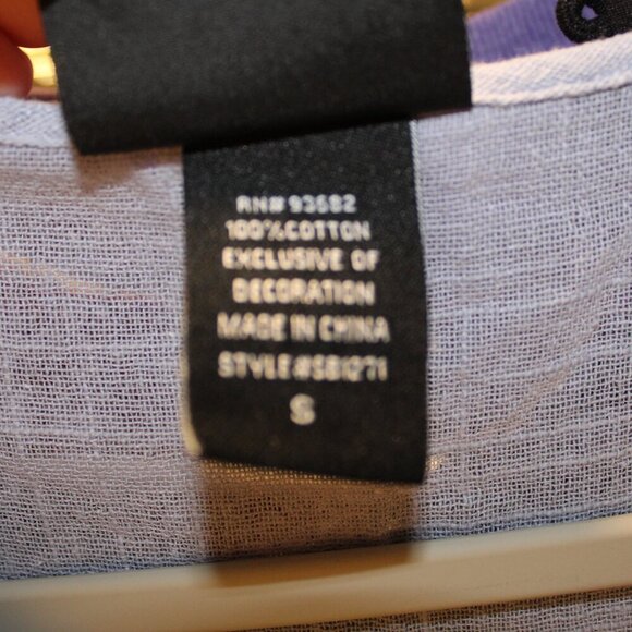 Liv Los Angeles boho blue embroidered v-neck tie closure flutter sleeve‎ top S - Picture 5 of 5